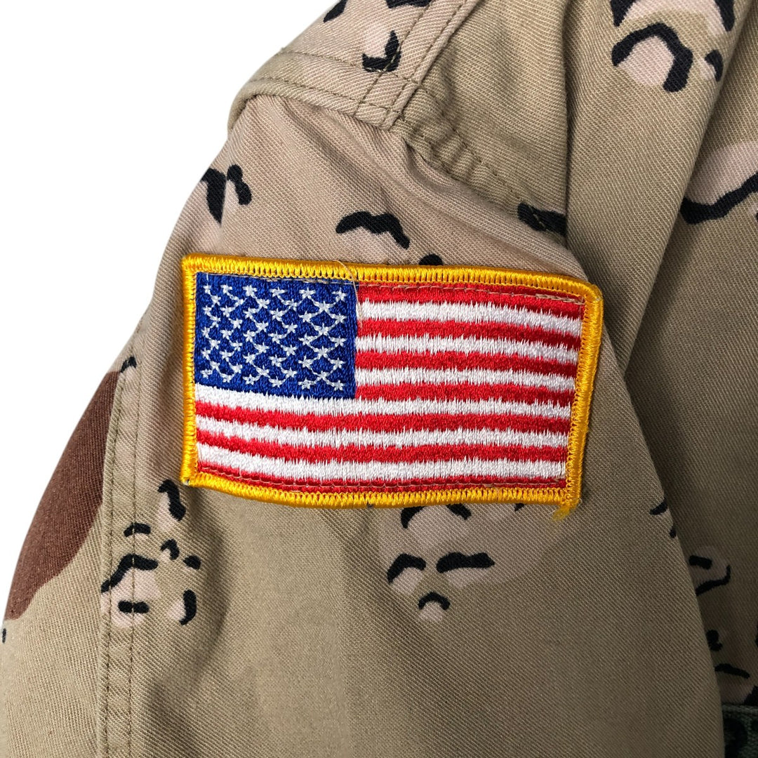 Vintage US Military Camouflage Pattern 6C Dessert Chocolate Chip Camo Stars and Stripes BDU Military Jacket, Men's Size Medium Nylon Beige type Vintage Second Hand