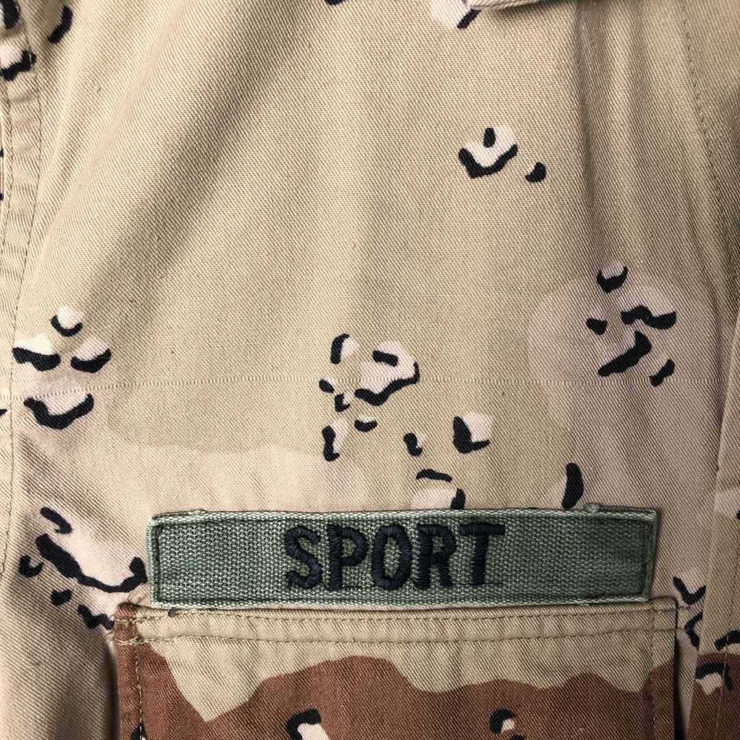 Vintage US Military Camouflage Pattern 6C Dessert Chocolate Chip Camo Stars and Stripes BDU Military Jacket, Men's Size Medium Nylon Beige type Vintage Second Hand
