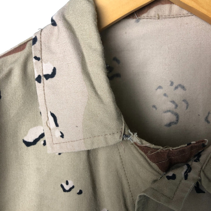 Vintage US Military Camouflage Pattern 6C Dessert Chocolate Chip Camo Stars and Stripes BDU Military Jacket, Men's Size Medium Nylon Beige type Vintage Second Hand