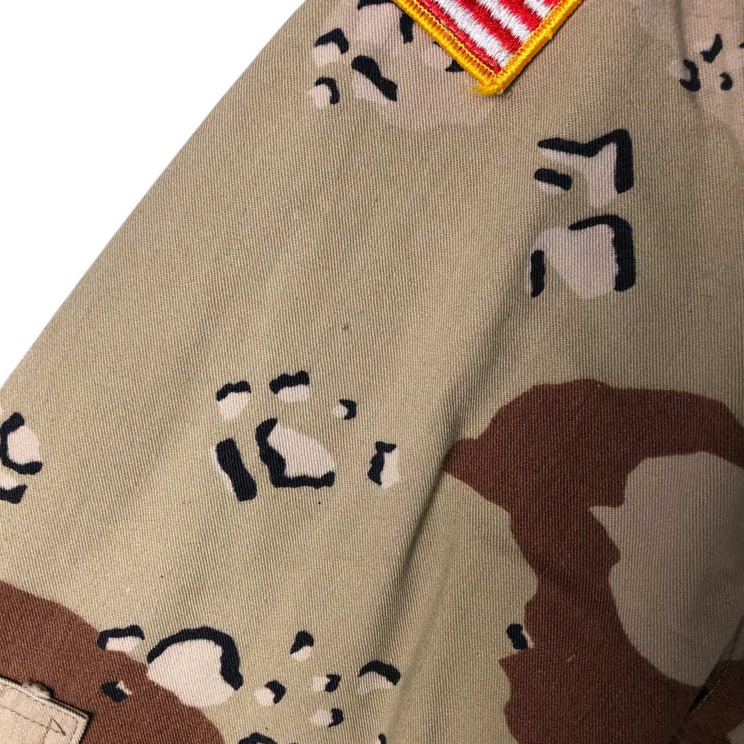 Vintage US Military Camouflage Pattern 6C Dessert Chocolate Chip Camo Stars and Stripes BDU Military Jacket, Men's Size Medium Nylon Beige type Vintage Second Hand