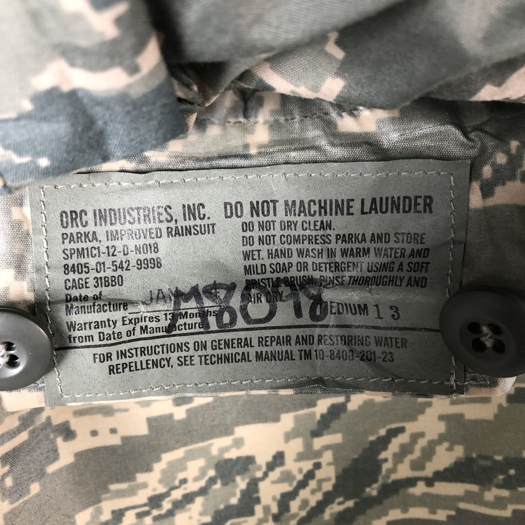Authentic US military ABU Digital Tiger Camo Camouflage Rain Parka, Made in USA, Medium, Men's Size M unclear gray type Vintage Second Hand