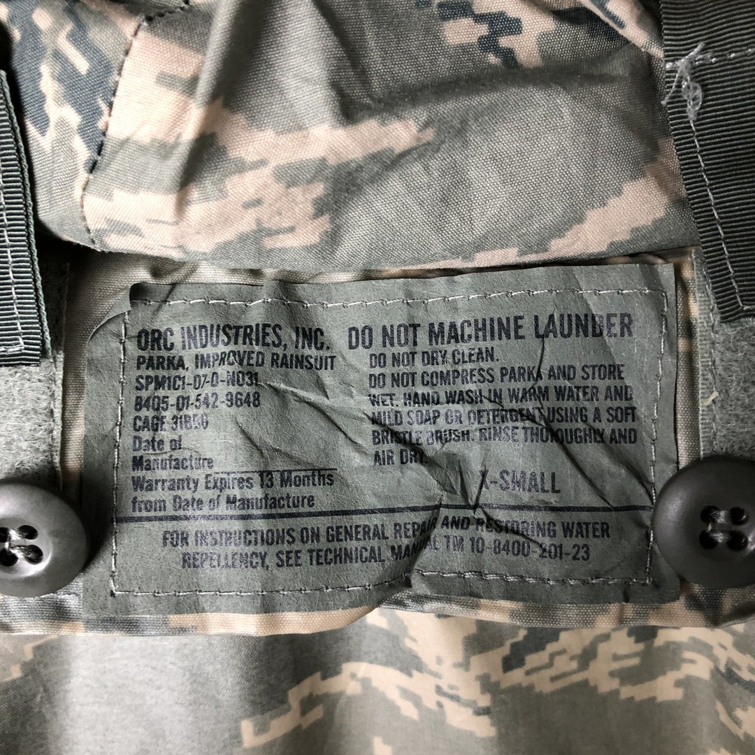Authentic 2000'S US military ABU Digital Tiger Camo rain jacket, made in the USA, size X-Small (men's size XS). unclear gray type Vintage Second Hand