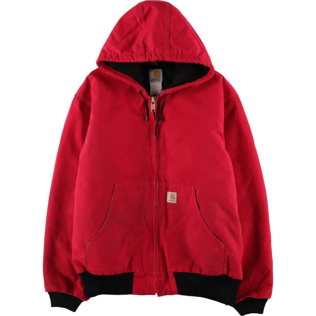 00'S Carhartt Active Jacket Duck Full Zip Parka Men's L size cotton red type Vintage Second Hand