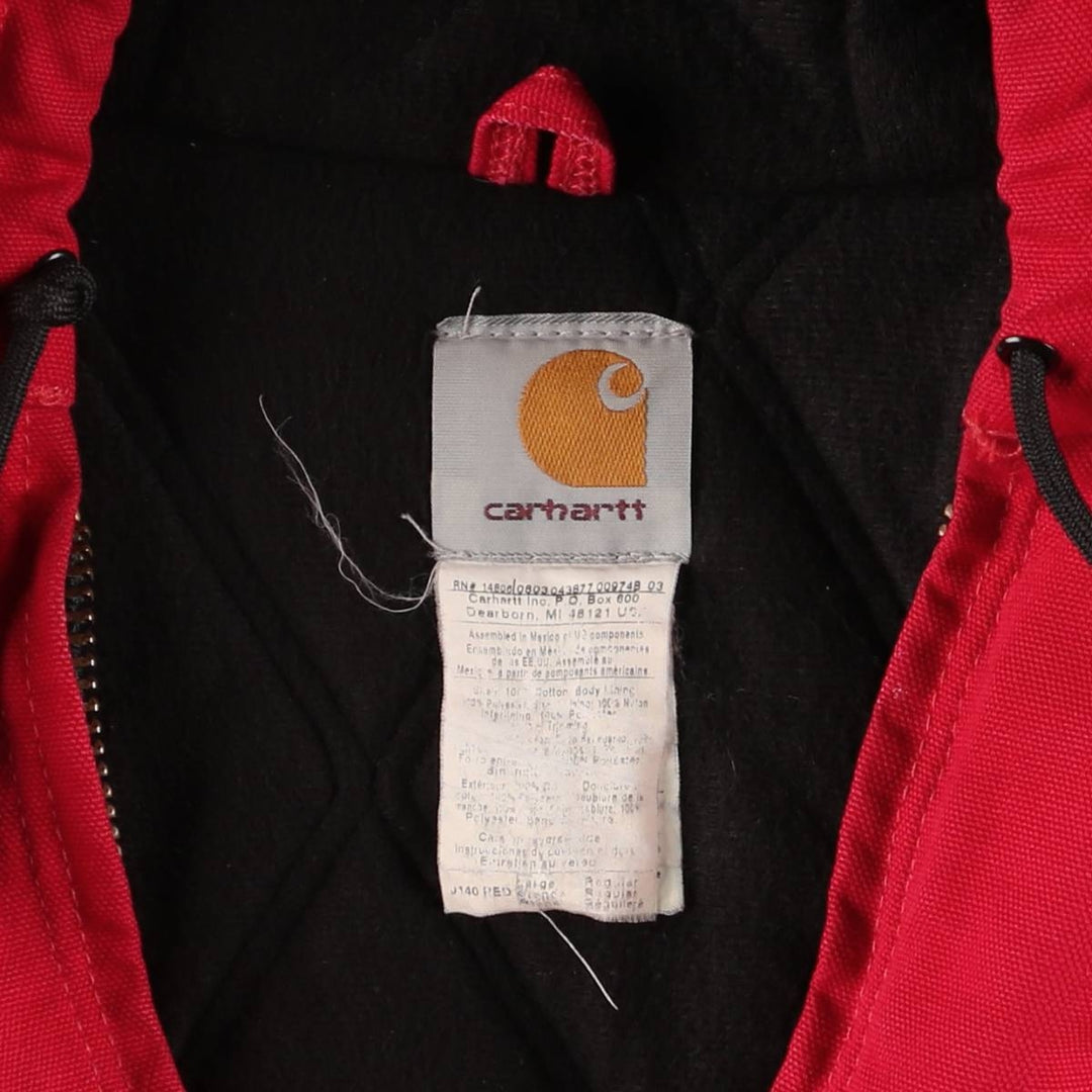 00'S Carhartt Active Jacket Duck Full Zip Parka Men's L size cotton red type Vintage Second Hand