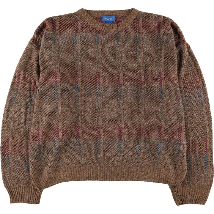 TOWN CRAFT All-Over Print Acrylic Knit Sweater, Men's Size XL acrylic brown type Vintage Second Hand