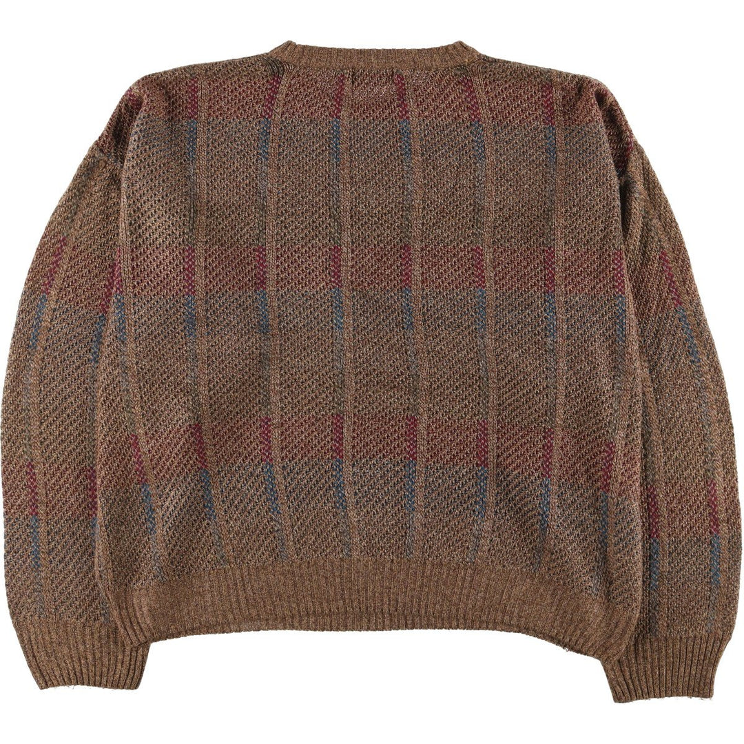 TOWN CRAFT All-Over Print Acrylic Knit Sweater, Men's Size XL acrylic brown type Vintage Second Hand