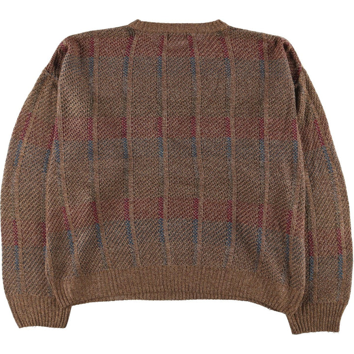 TOWN CRAFT All-Over Print Acrylic Knit Sweater, Men's Size XL acrylic brown type Vintage Second Hand