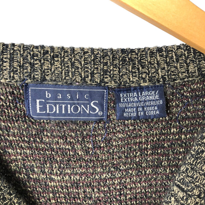 BASIC EDITIONS Acrylic Knit Sweater Men's XL acrylic Khaki type Vintage Second Hand