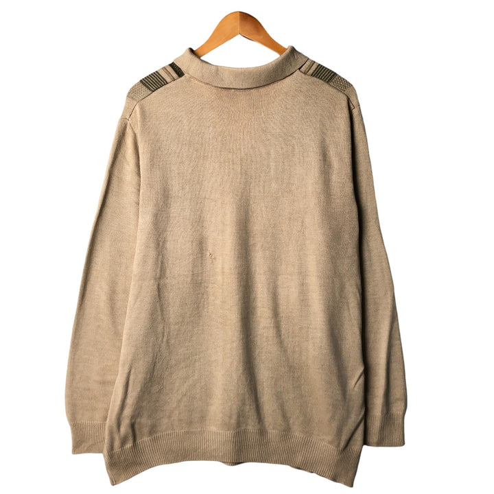 BABISTA Stripe Pattern Collared Half-Zip Sweatshirt, Men's XL (Equivalent) cotton Beige type Vintage Second Hand