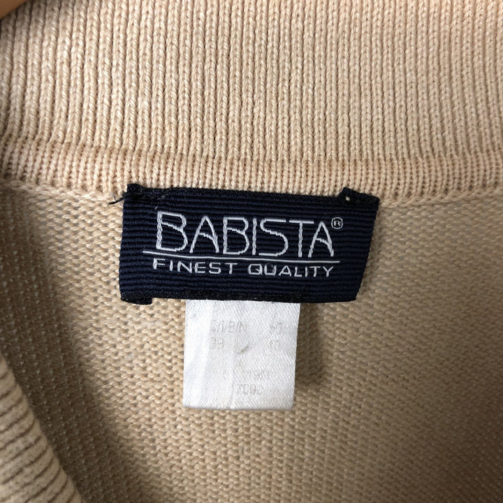 BABISTA Stripe Pattern Collared Half-Zip Sweatshirt, Men's XL (Equivalent) cotton Beige type Vintage Second Hand