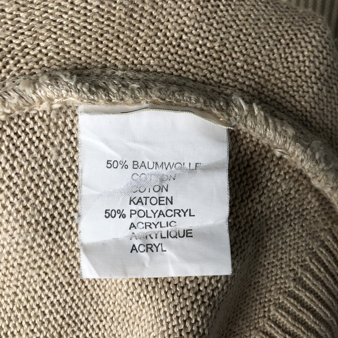 BABISTA Stripe Pattern Collared Half-Zip Sweatshirt, Men's XL (Equivalent) cotton Beige type Vintage Second Hand