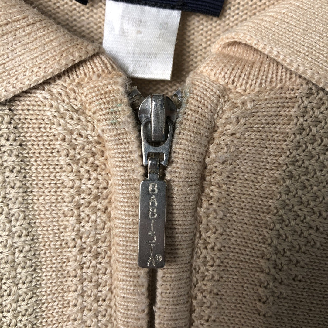 BABISTA Stripe Pattern Collared Half-Zip Sweatshirt, Men's XL (Equivalent) cotton Beige type Vintage Second Hand