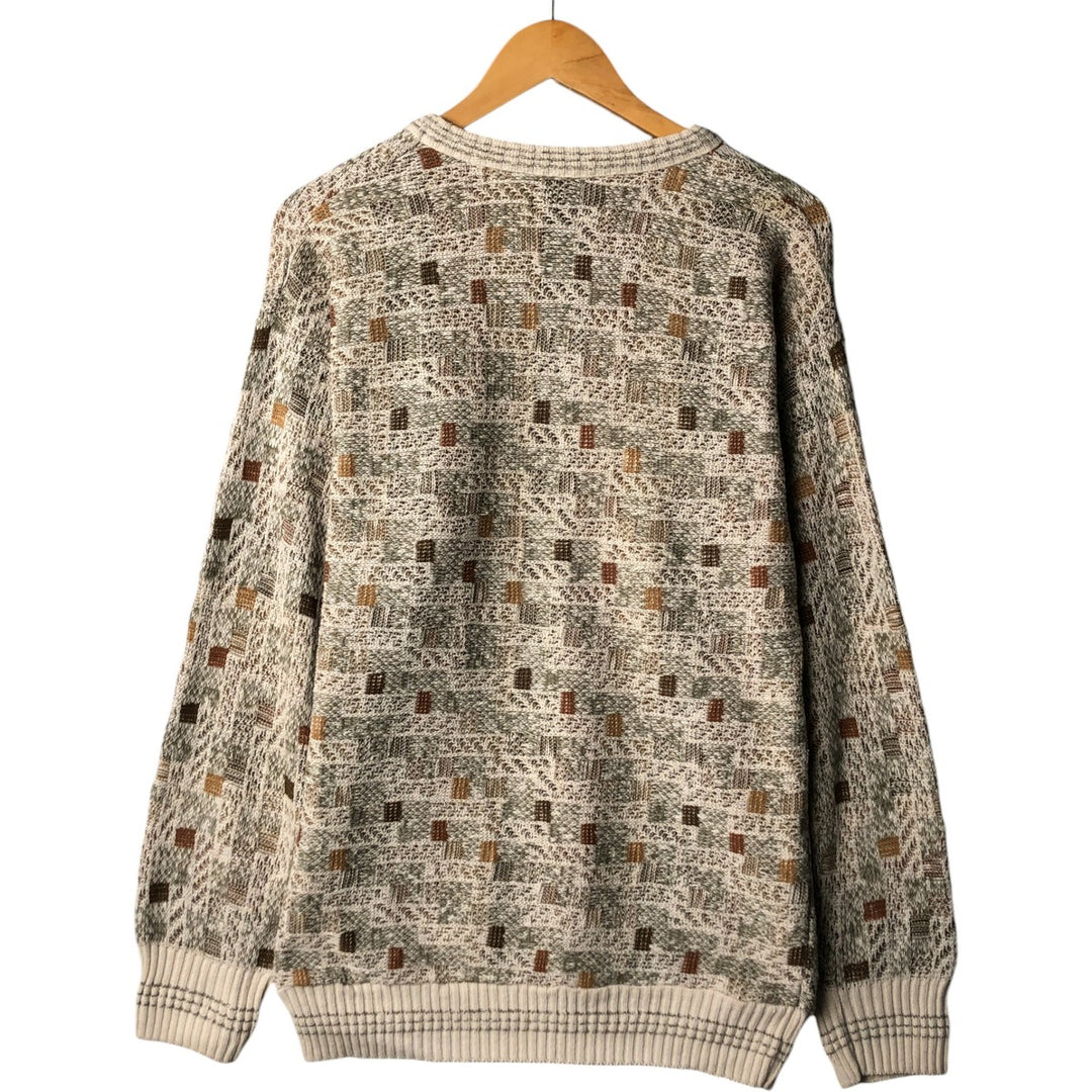 CROFT AND BARROW All-Over Print Knit Sweater, Made in Italy, Men's Size L cotton unbleached Vintage Second Hand