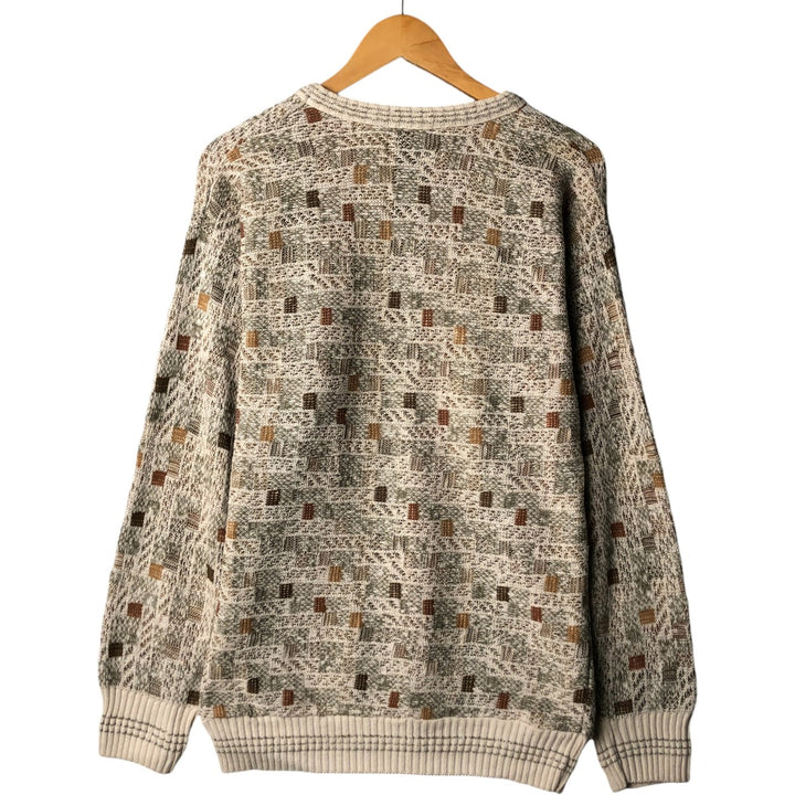 CROFT AND BARROW All-Over Print Knit Sweater, Made in Italy, Men's Size L cotton unbleached Vintage Second Hand