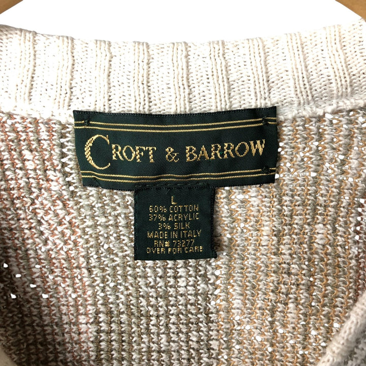 CROFT AND BARROW All-Over Print Knit Sweater, Made in Italy, Men's Size L cotton unbleached Vintage Second Hand