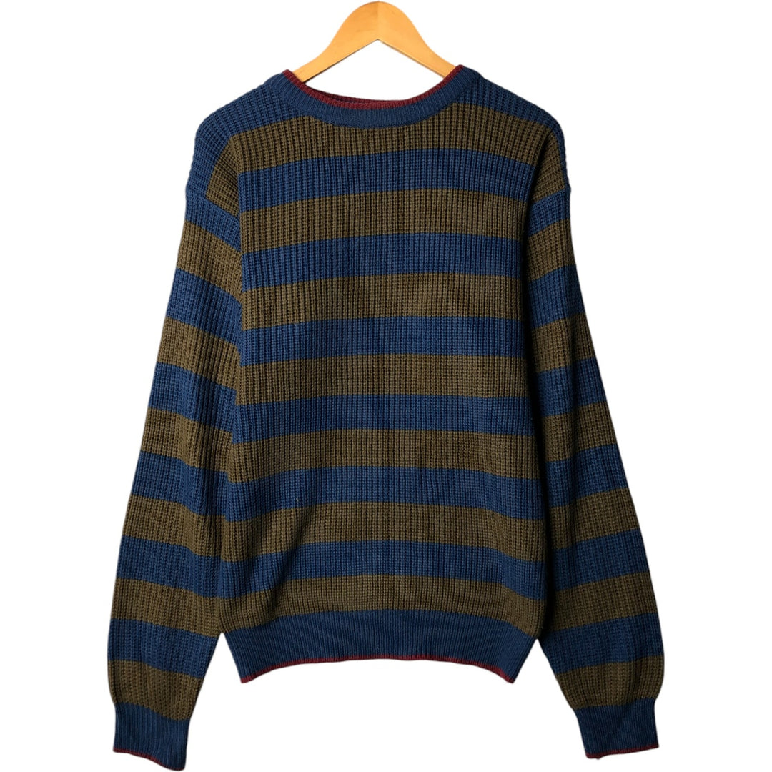 TREND BASICS Striped Pattern Ribbed Acrylic Knit Sweater, Men's Size Medium acrylic blue type Vintage Second Hand