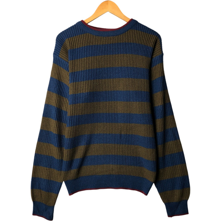 TREND BASICS Striped Pattern Ribbed Acrylic Knit Sweater, Men's Size Medium acrylic blue type Vintage Second Hand