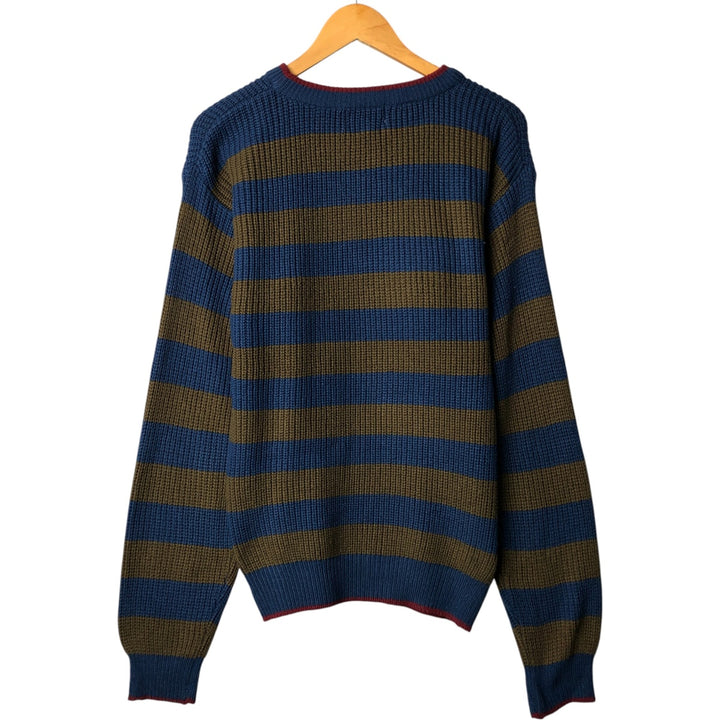 TREND BASICS Striped Pattern Ribbed Acrylic Knit Sweater, Men's Size Medium acrylic blue type Vintage Second Hand