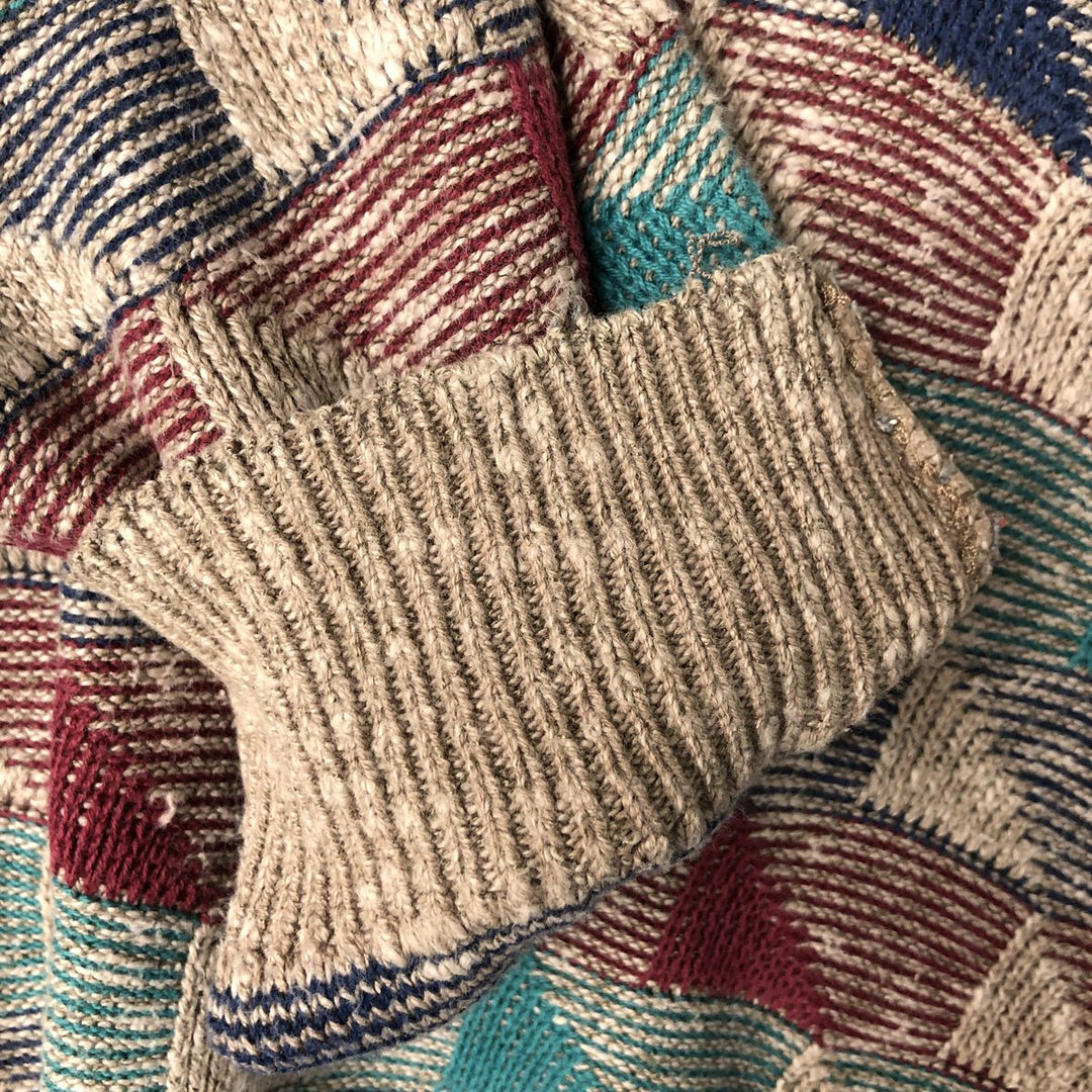 Jantzen all-over print knit sweater, made in the USA, men's size L unclear Beige type Vintage Second Hand