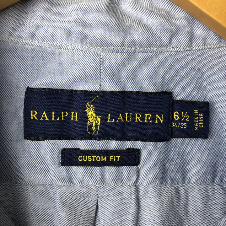 Ralph Lauren CUSTOM FIT long sleeve button down shirt, men's size L cotton Blue type light blue Vintage Second Hand