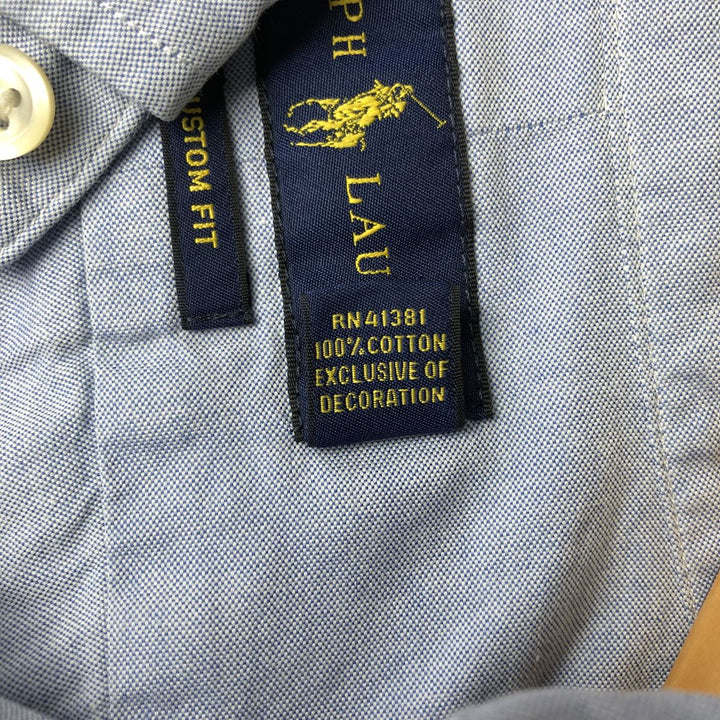 Ralph Lauren CUSTOM FIT long sleeve button down shirt, men's size L cotton Blue type light blue Vintage Second Hand