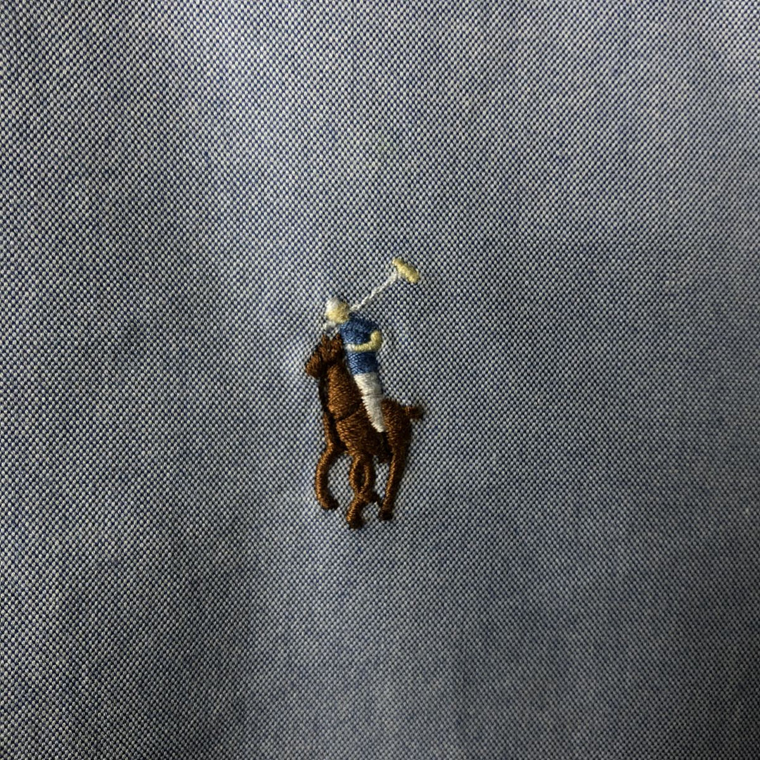 Ralph Lauren CUSTOM FIT long sleeve button down shirt, men's size L cotton Blue type light blue Vintage Second Hand