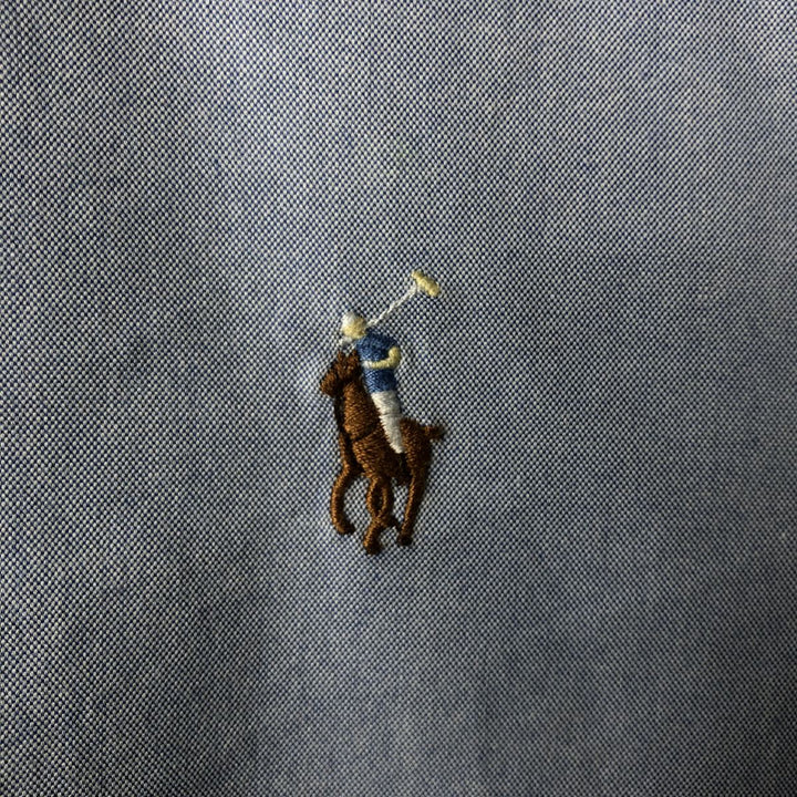 Ralph Lauren CUSTOM FIT long sleeve button down shirt, men's size L cotton Blue type light blue Vintage Second Hand