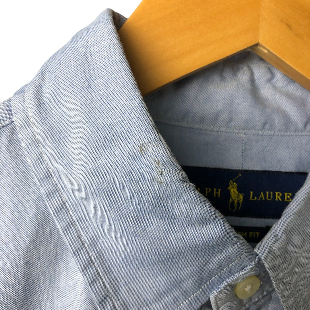 Ralph Lauren CUSTOM FIT long sleeve button down shirt, men's size L cotton Blue type light blue Vintage Second Hand
