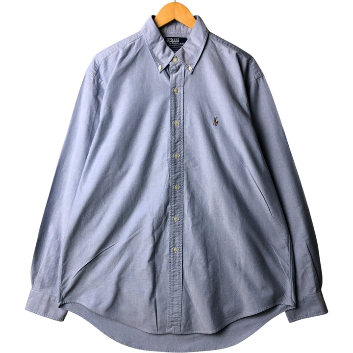 Ralph Lauren YARMOUTH long sleeve button down shirt, men's XL size cotton Blue type light blue Vintage Second Hand