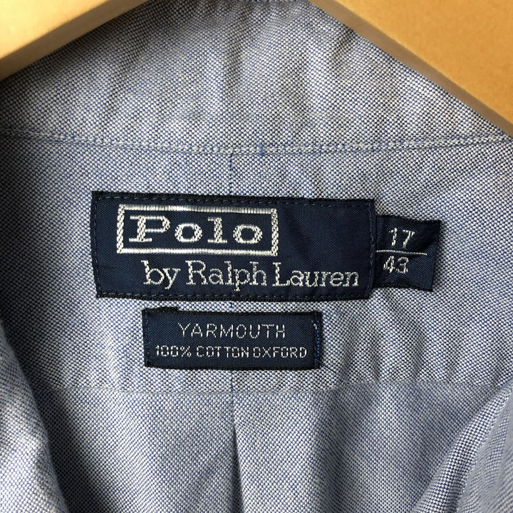 Ralph Lauren YARMOUTH long sleeve button down shirt, men's XL size cotton Blue type light blue Vintage Second Hand