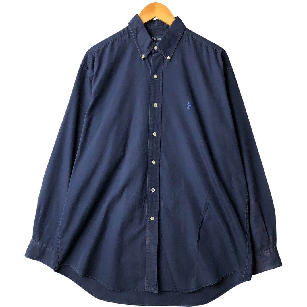 Ralph Lauren BLAKE long sleeve button down shirt, men's size L cotton navy blue type Vintage Second Hand