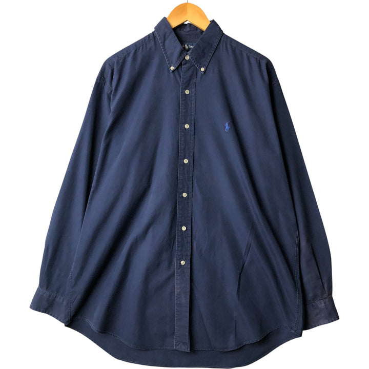 Ralph Lauren BLAKE long sleeve button down shirt, men's size L cotton navy blue type Vintage Second Hand