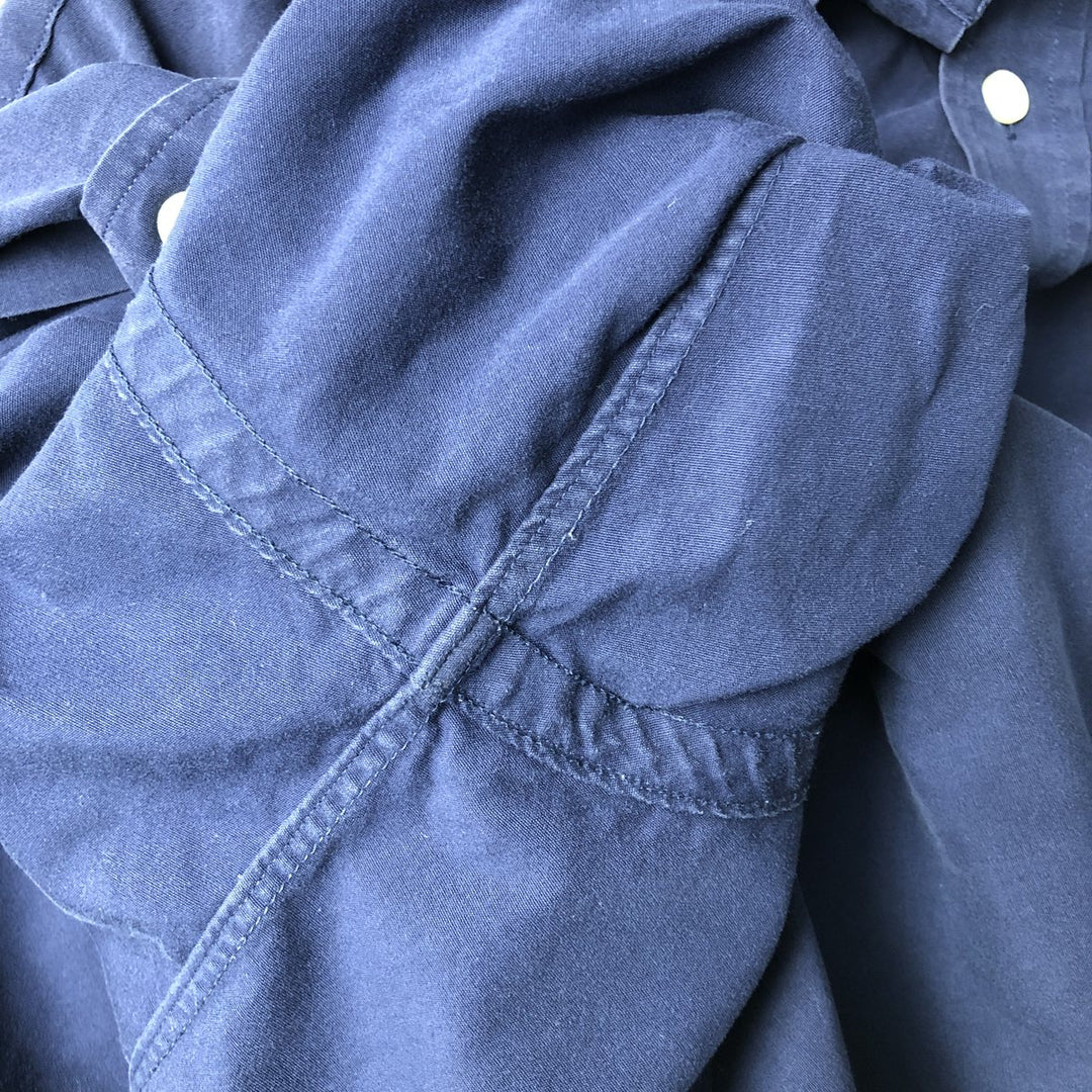 Ralph Lauren long sleeve button down shirt, men's size L cotton navy blue type Vintage Second Hand