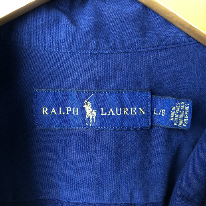 Ralph Lauren long sleeve button down shirt, men's size L cotton navy blue type Vintage Second Hand