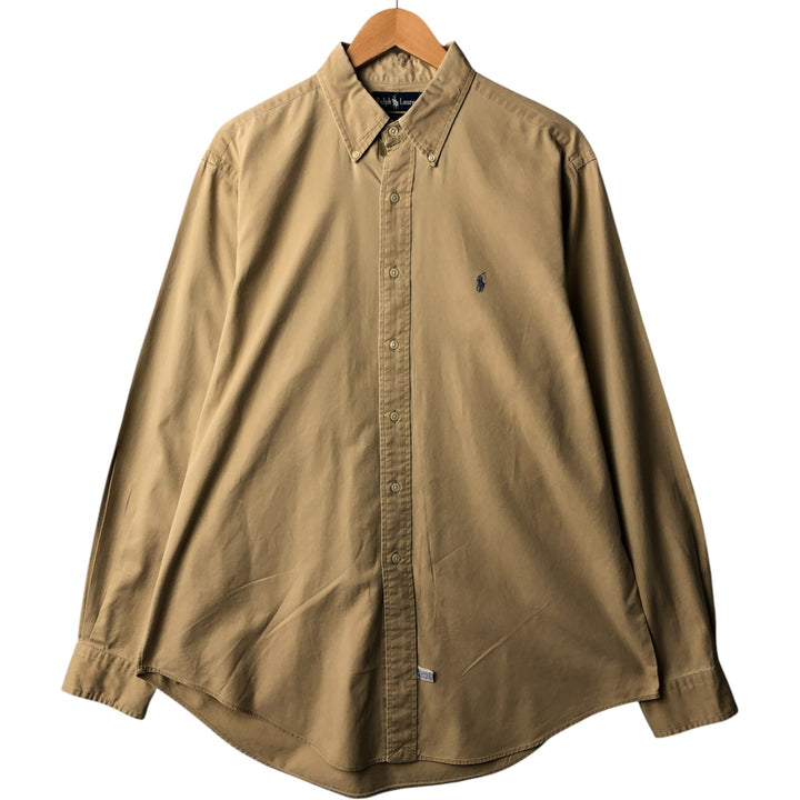 Ralph Lauren long sleeve button down shirt, men's XL size cotton Beige type Vintage Second Hand