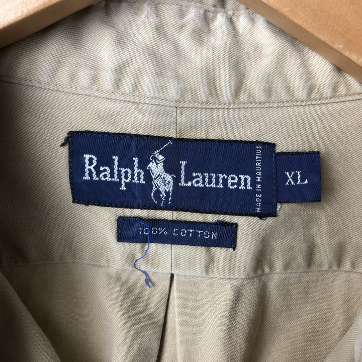 Ralph Lauren long sleeve button down shirt, men's XL size cotton Beige type Vintage Second Hand