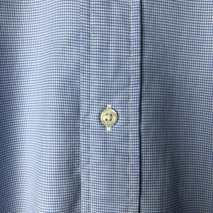 Ralph Lauren Custom Fit Houndstooth Pattern Long Sleeve Button-Down Shirt, Men's Size XL cotton Blue type light blue Vintage Second Hand