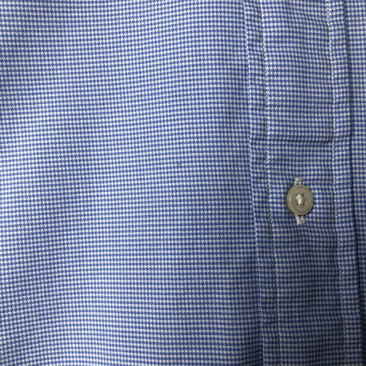Ralph Lauren Custom Fit Houndstooth Pattern Long Sleeve Button-Down Shirt, Men's Size XL cotton Blue type light blue Vintage Second Hand