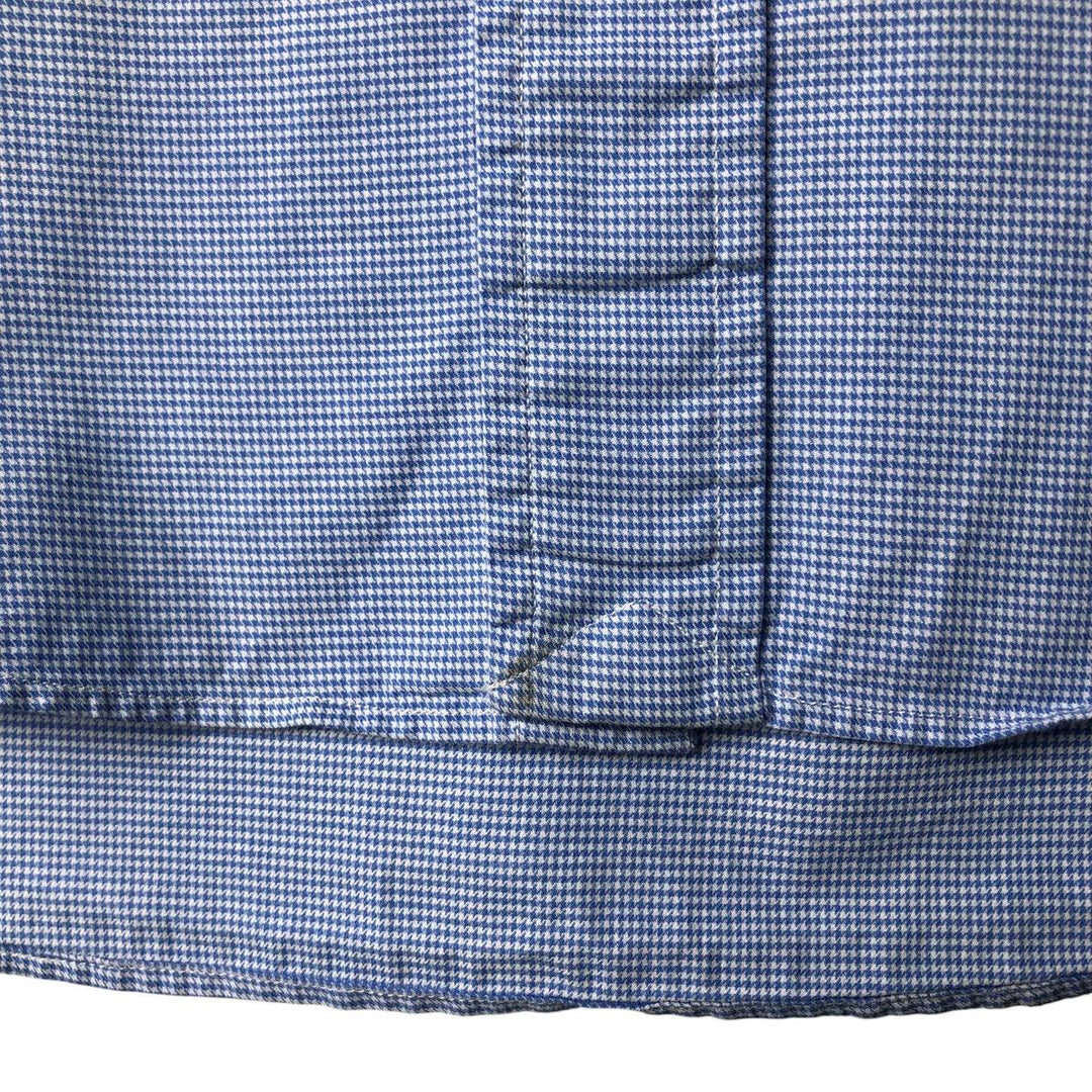 Ralph Lauren Custom Fit Houndstooth Pattern Long Sleeve Button-Down Shirt, Men's Size XL cotton Blue type light blue Vintage Second Hand