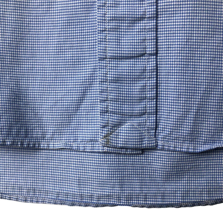 Ralph Lauren Custom Fit Houndstooth Pattern Long Sleeve Button-Down Shirt, Men's Size XL cotton Blue type light blue Vintage Second Hand