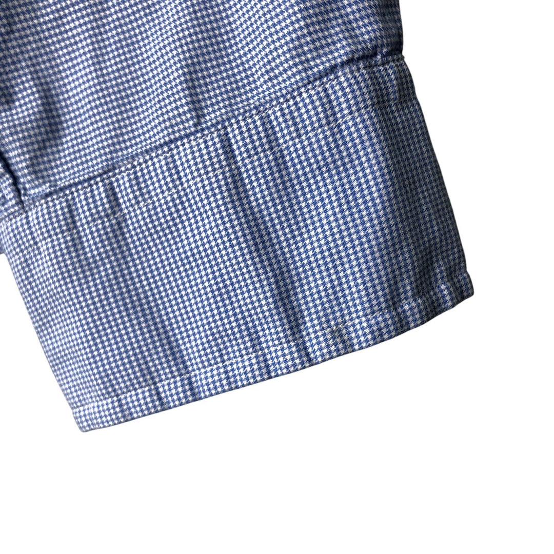 Ralph Lauren Custom Fit Houndstooth Pattern Long Sleeve Button-Down Shirt, Men's Size XL cotton Blue type light blue Vintage Second Hand