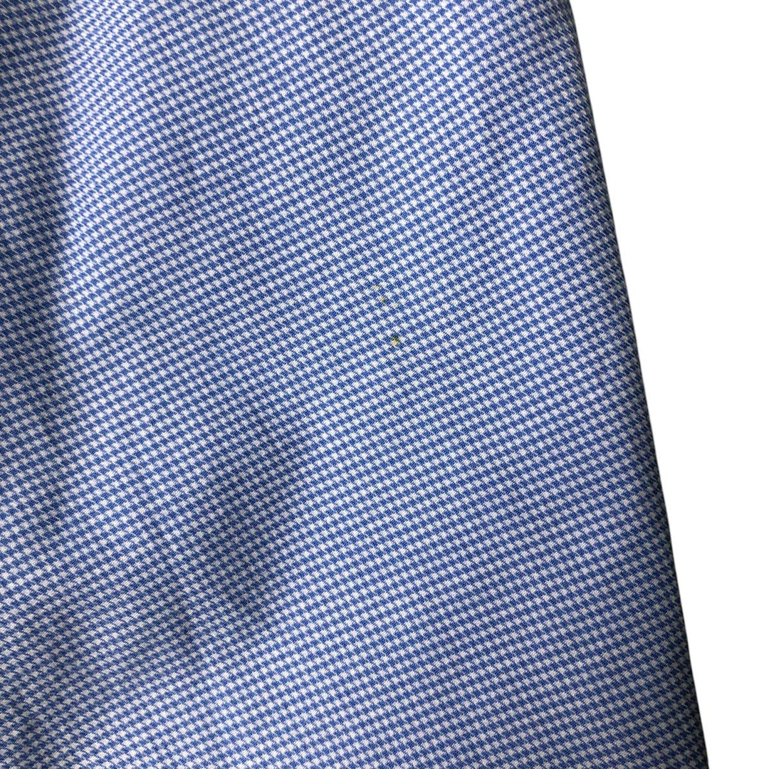 Ralph Lauren Custom Fit Houndstooth Pattern Long Sleeve Button-Down Shirt, Men's Size XL cotton Blue type light blue Vintage Second Hand