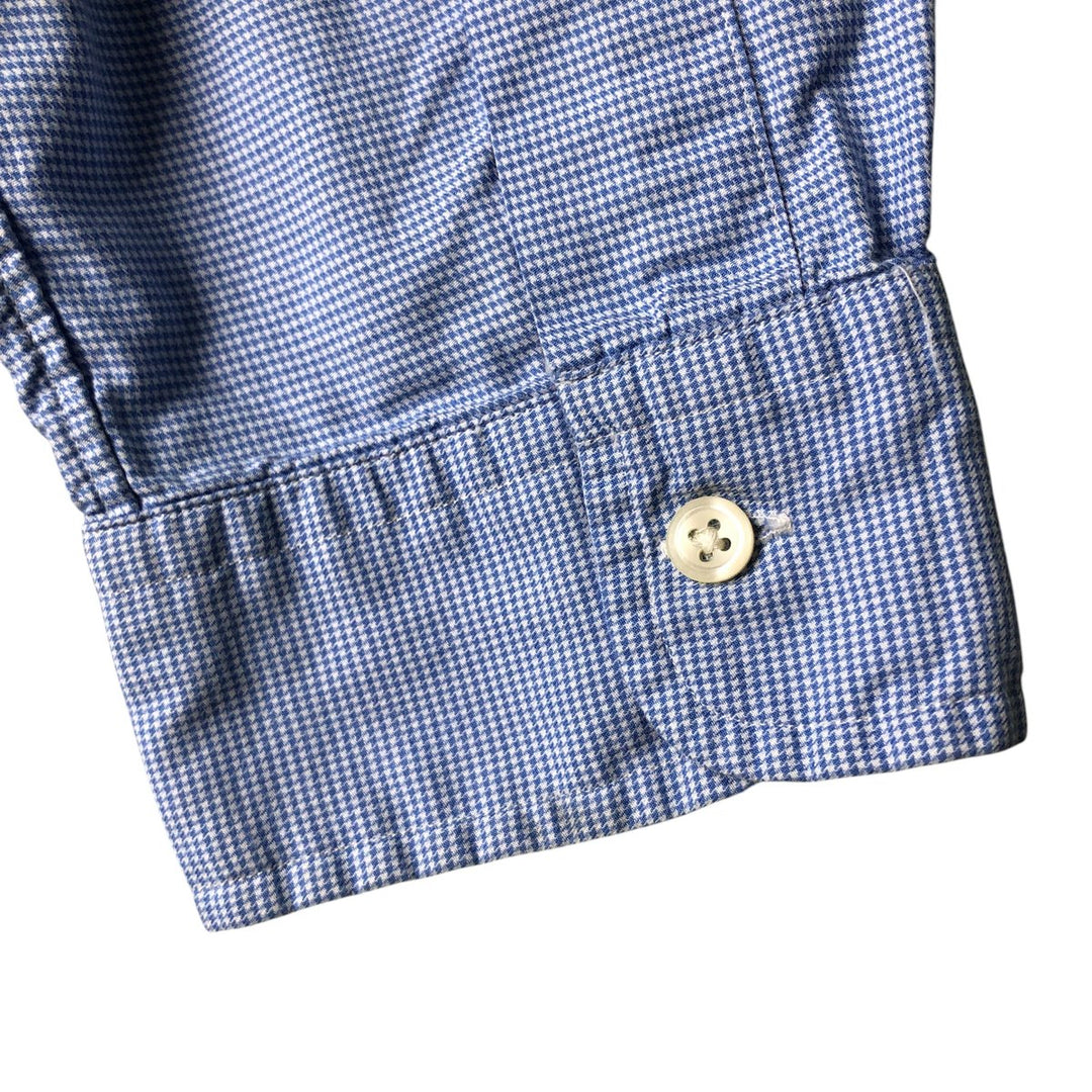Ralph Lauren Custom Fit Houndstooth Pattern Long Sleeve Button-Down Shirt, Men's Size XL cotton Blue type light blue Vintage Second Hand