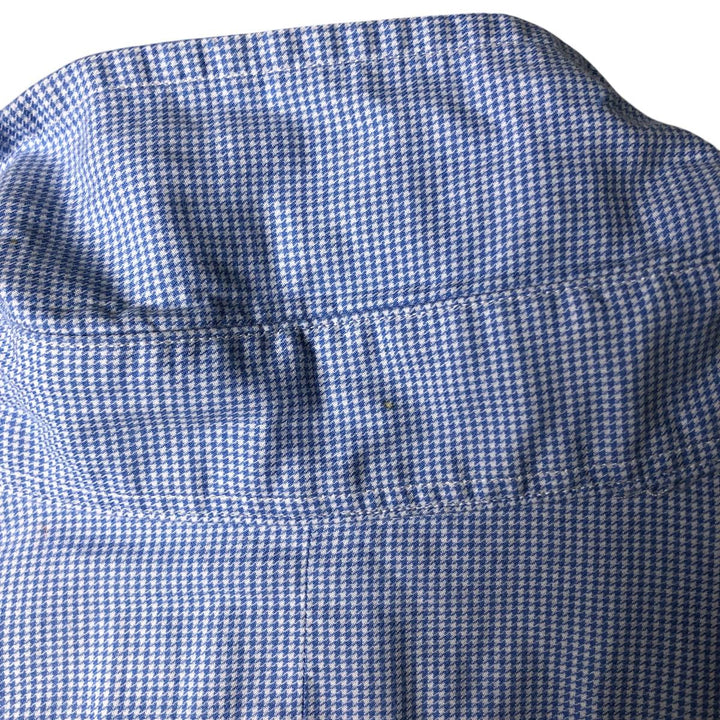 Ralph Lauren Custom Fit Houndstooth Pattern Long Sleeve Button-Down Shirt, Men's Size XL cotton Blue type light blue Vintage Second Hand