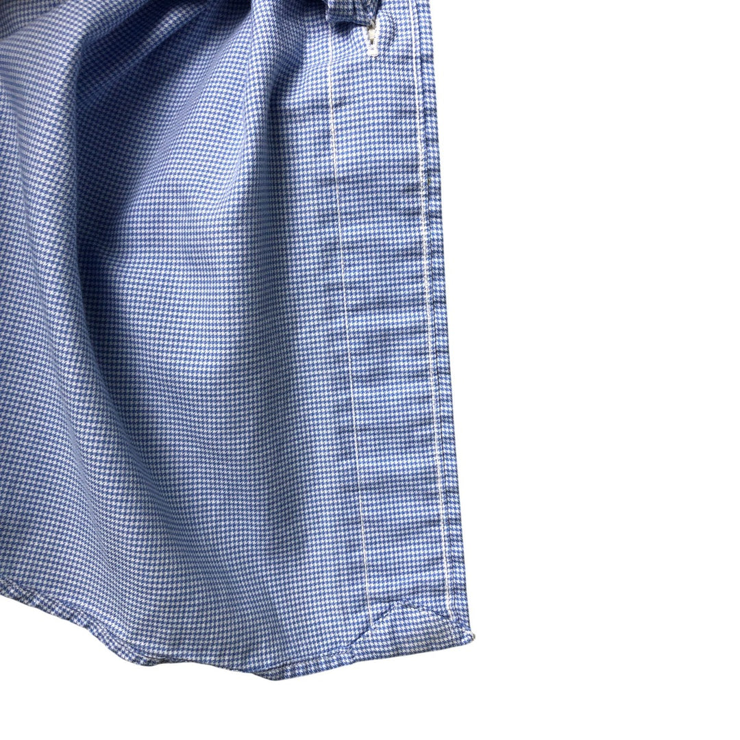 Ralph Lauren Custom Fit Houndstooth Pattern Long Sleeve Button-Down Shirt, Men's Size XL cotton Blue type light blue Vintage Second Hand