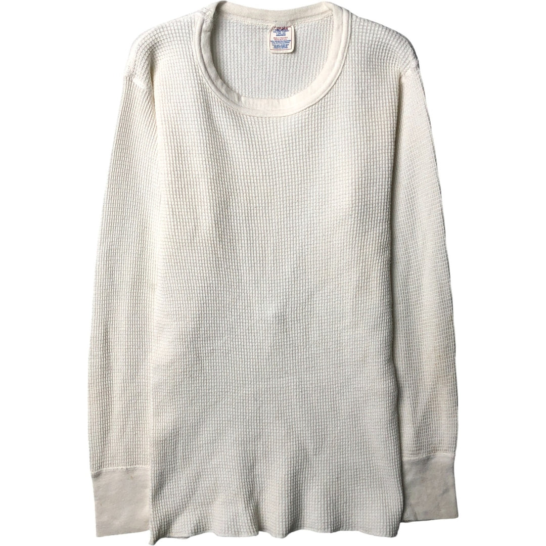 Vintage 90'S JE MORGAN Thermal Long T-shirt, waffle, Made in USA, Men's Size Small cotton pale white type Vintage Second Hand