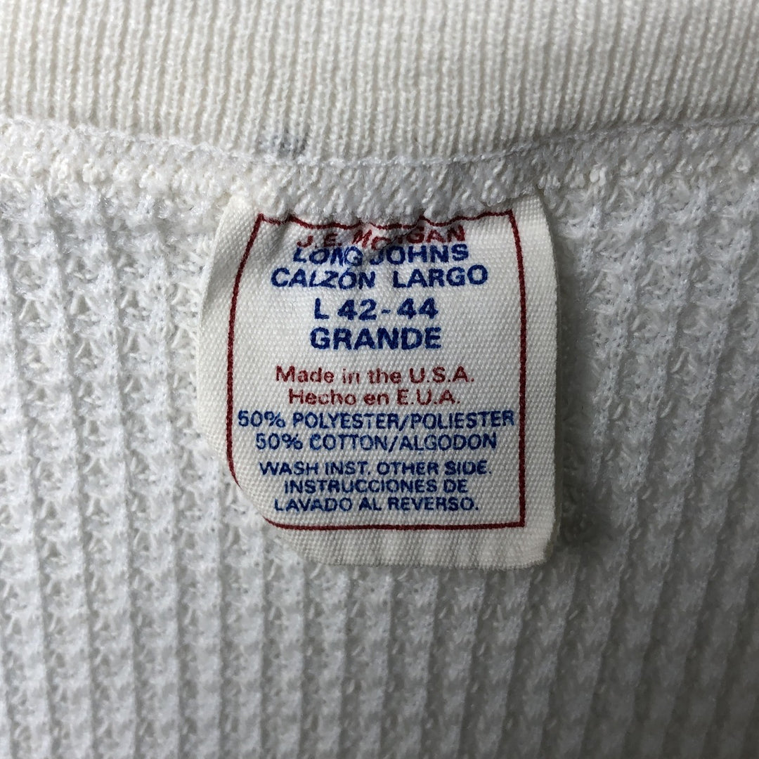 Vintage 90'S JE MORGAN Thermal Long T-shirt, waffle, Made in USA, Men's Size Small cotton pale white type Vintage Second Hand