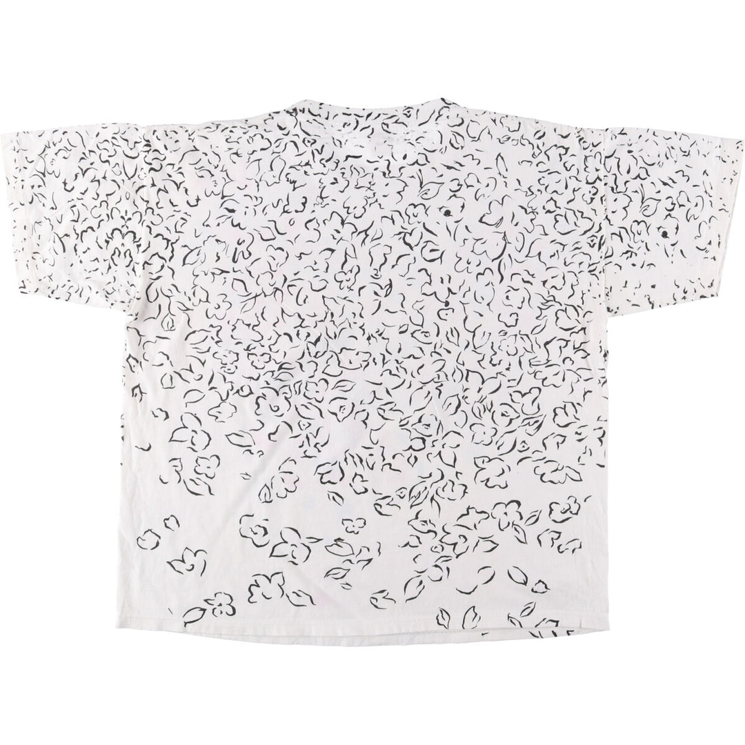 90'S All-Over Print T-Shirt, Made in USA, Men's XL, Vintage cotton white type Vintage Second Hand