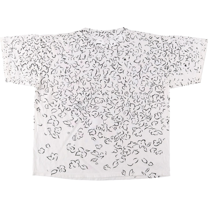 90'S All-Over Print T-Shirt, Made in USA, Men's XL, Vintage cotton white type Vintage Second Hand