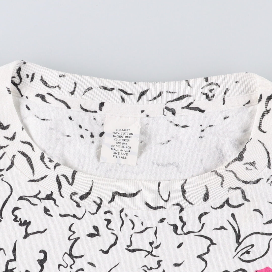 90'S All-Over Print T-Shirt, Made in USA, Men's XL, Vintage cotton white type Vintage Second Hand
